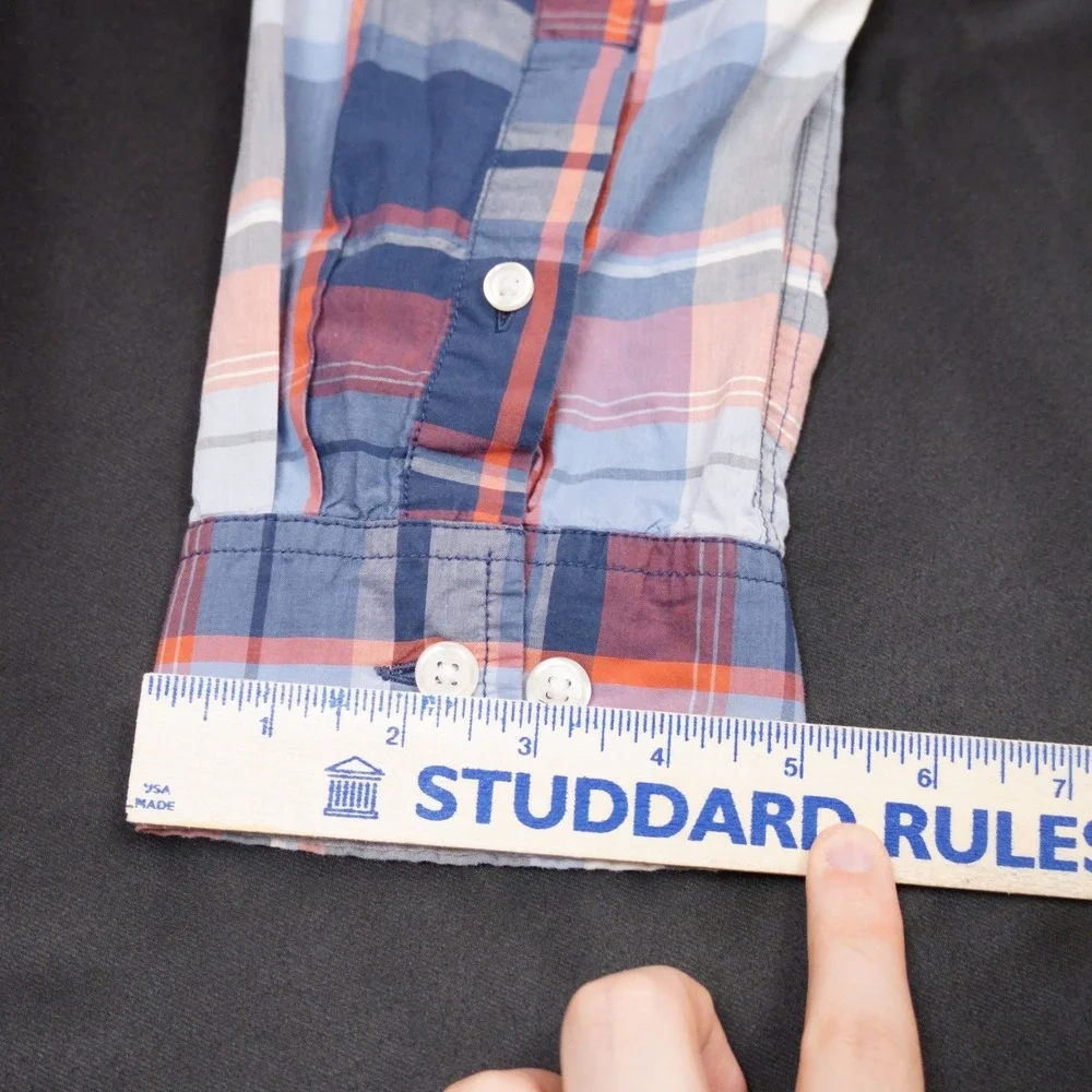 The North Face Button Down Shirt Mens XL Blue Orange Plaid Outdoor Cotton Blend